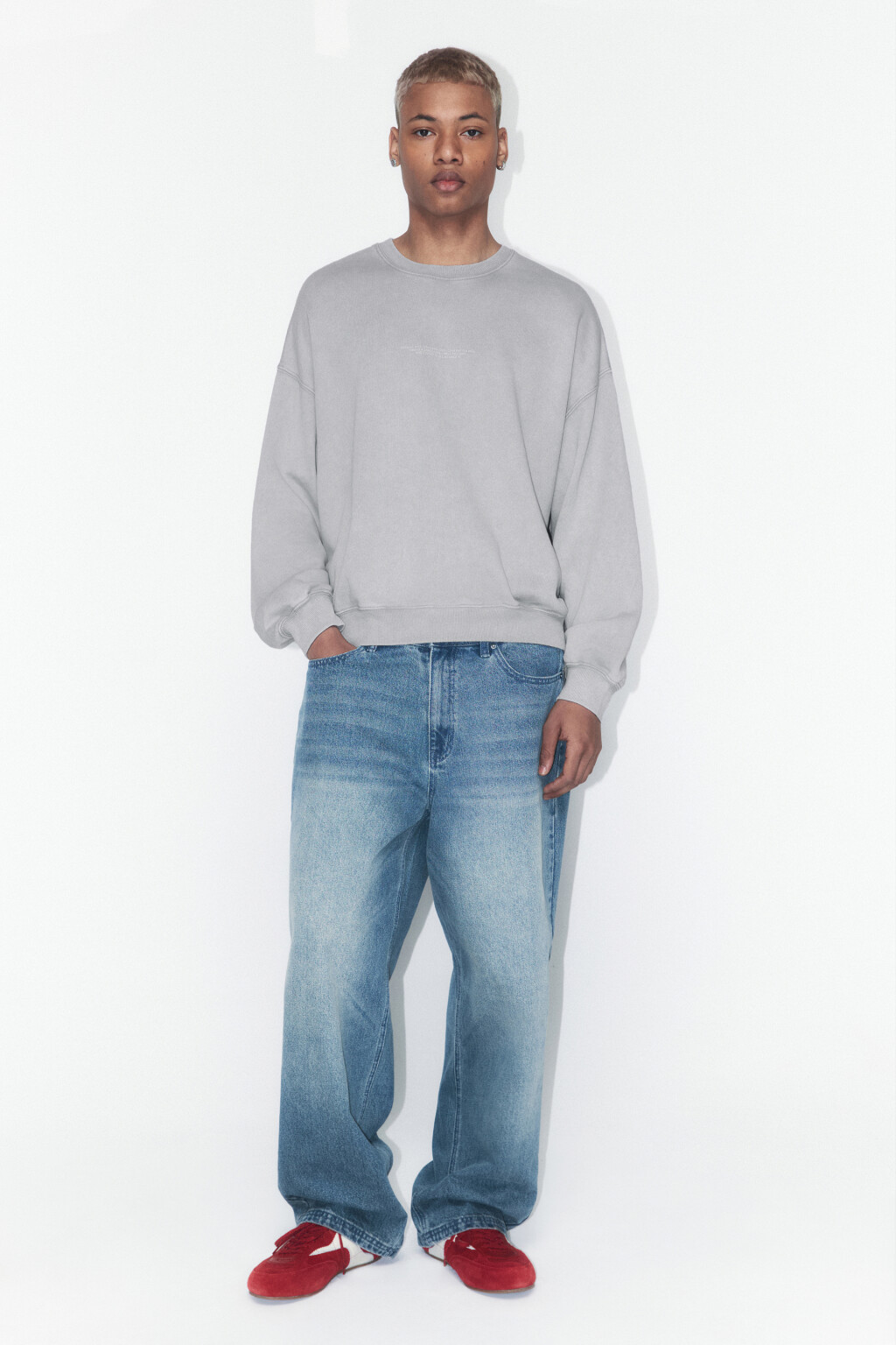 Свитшот из футера с принтом-надписью - цвет серый - 5