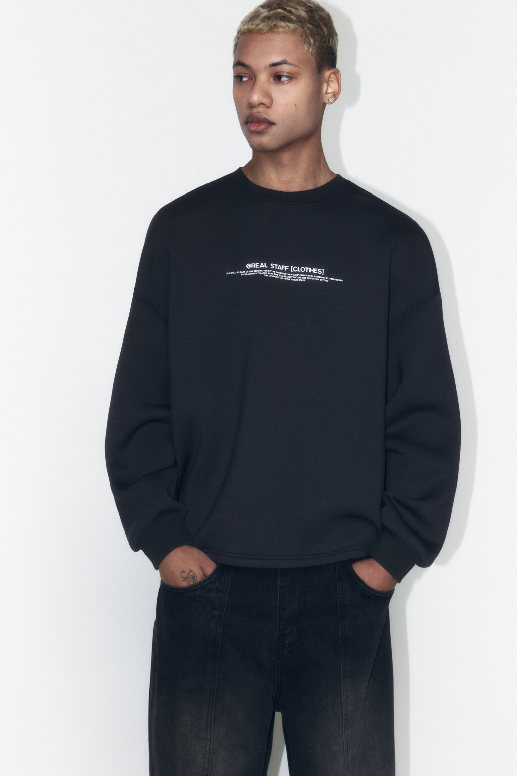 Свитшот из неопрена с принтом-надписью - цвет черный - 2