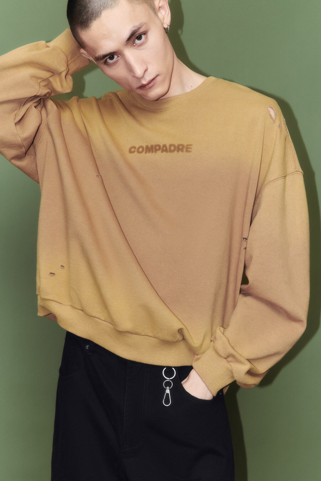 Свитшот из футера с состаренным эффектом - цвет коричневый - 3