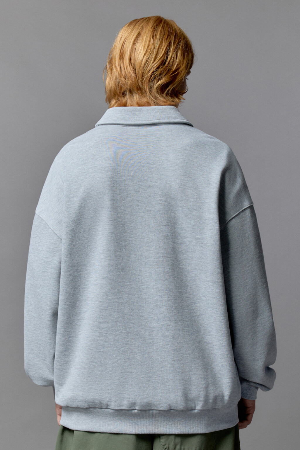 Толстовка half zip с вышитой надписью - цвет серый - 3