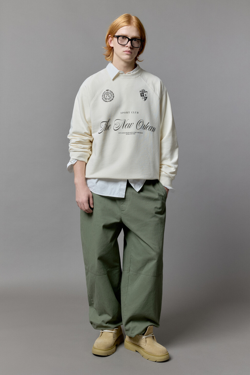 Свитшот трикотажный с принтом-надписью - цвет молочный - 1