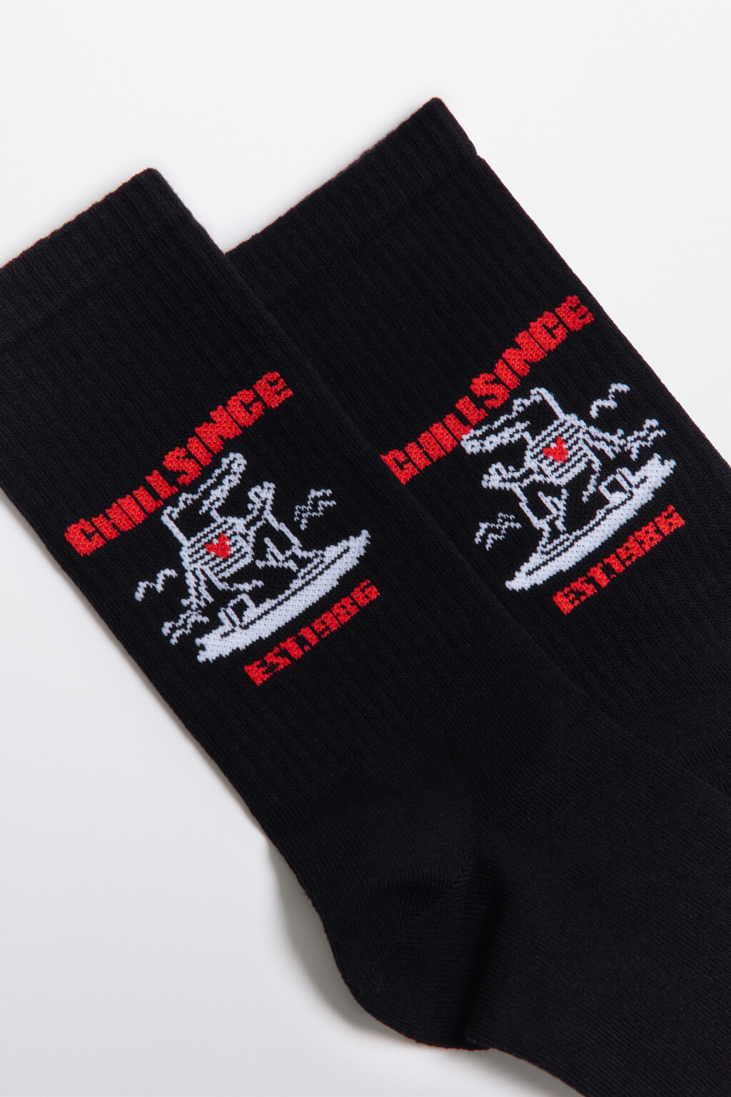 Носки высокие хлопковые с принтом - цвет черный - 2