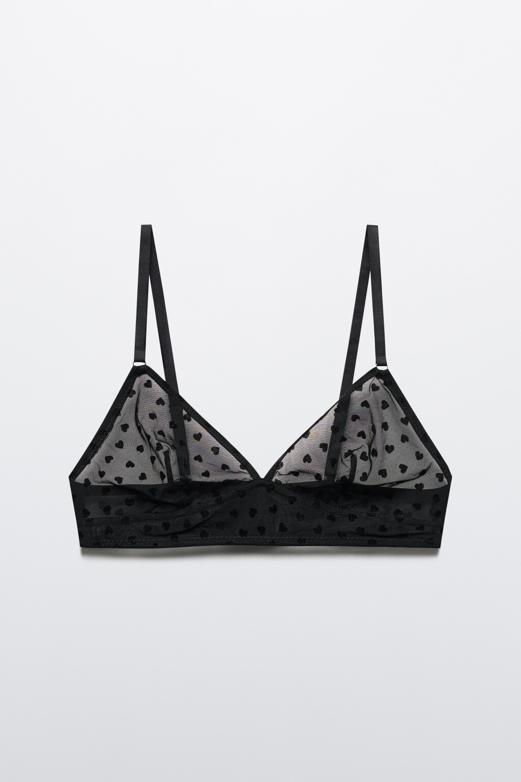 Бюстгальтер-бралетт сетчатый с сердечками - цвет черный - 6