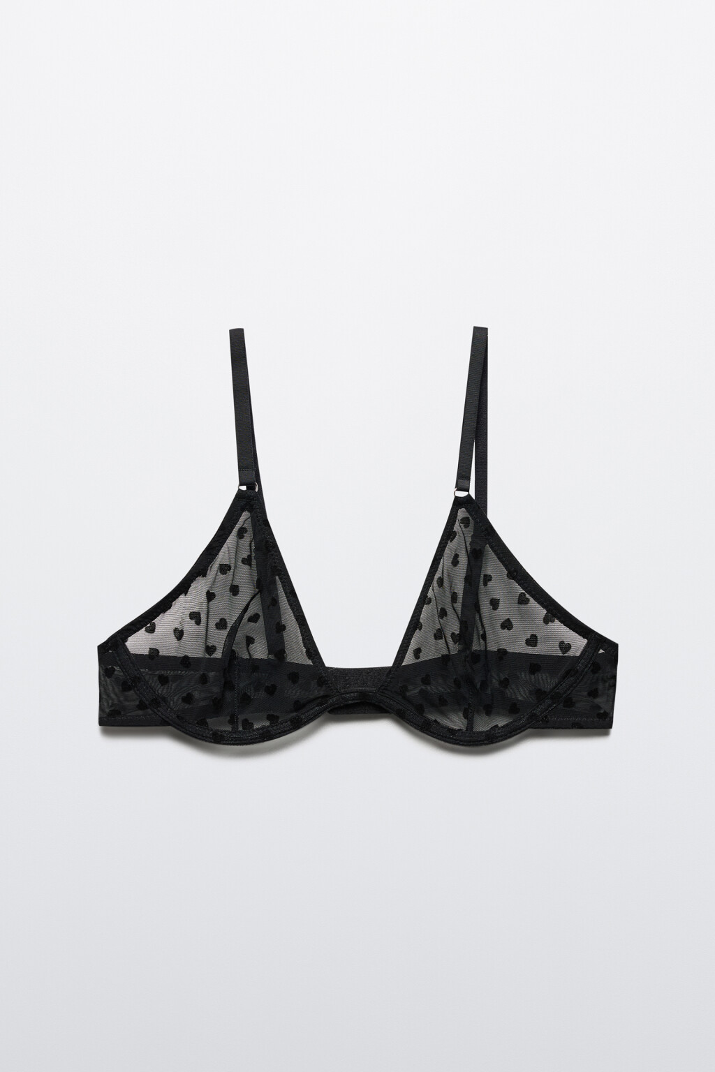 Бюстгальтер-бра сетчатый с сердечками - цвет черный - 6