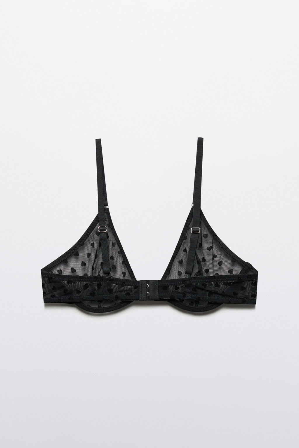 Бюстгальтер-бра сетчатый с сердечками - цвет черный - 7