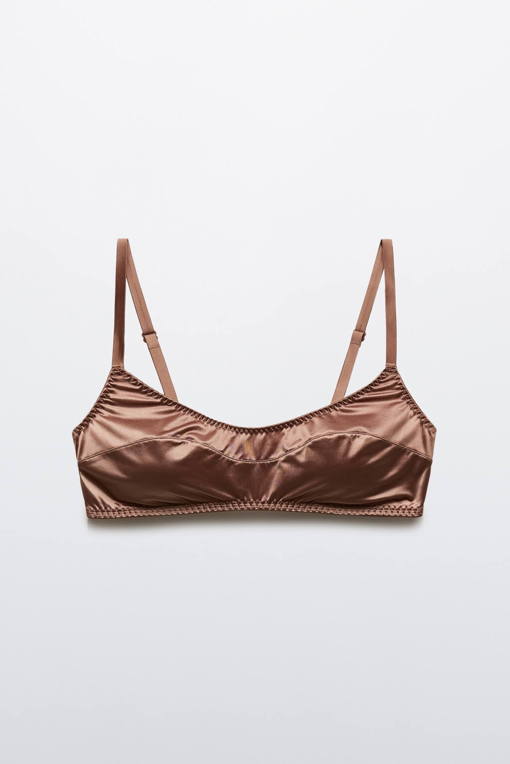Бюстгальтер-бра атласный - цвет коричневый - 5