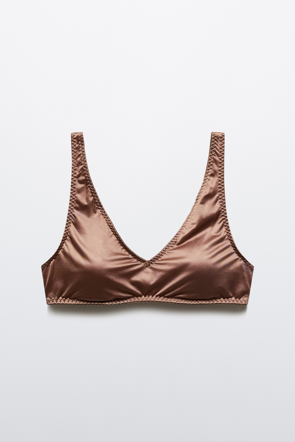 Бюстгальтер-бралетт атласный - цвет коричневый - 7