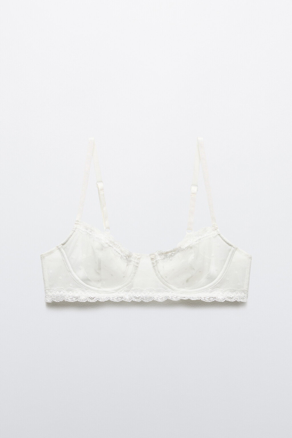 Бюстгальтер-бра из сетки с кружевом - цвет ванильный - 5