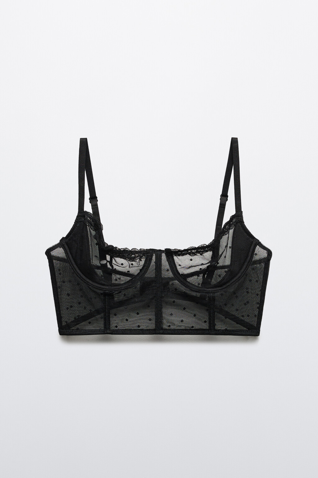 Бюстгальтер-корсет из сетки с кружевом - цвет черный - 5
