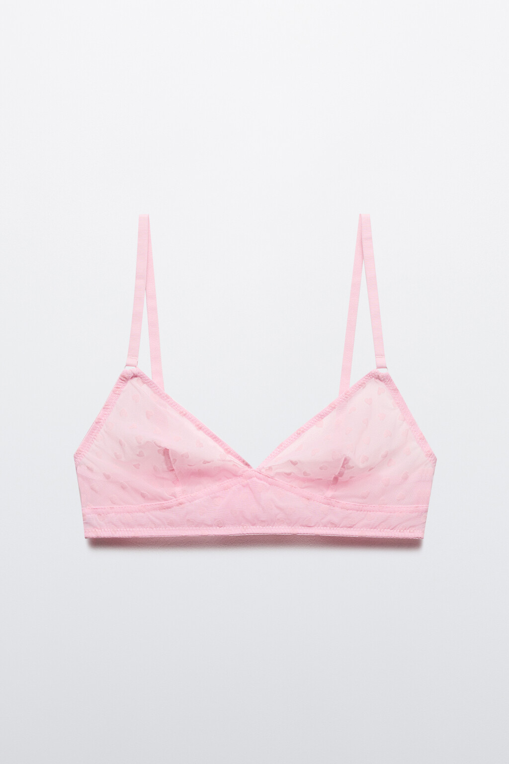 Бюстгальтер-бралетт из сетки с сердечками - цвет розовый - 5