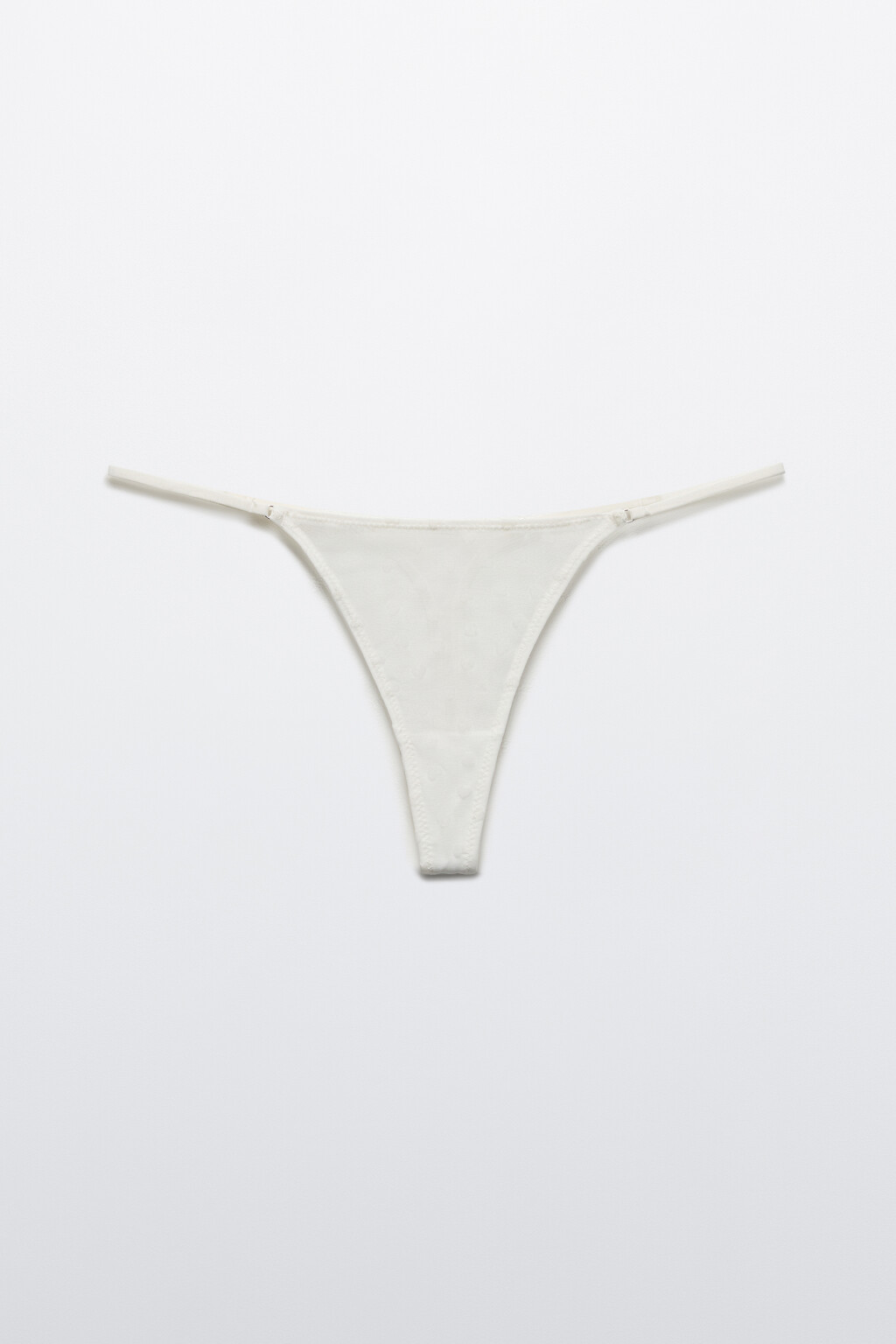 Трусы-стринги сетчатые с сердечками - цвет ванильный - 7