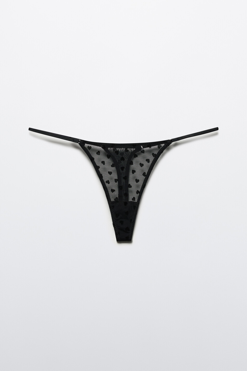 Трусы-стринги сетчатые с сердечками - цвет черный - 7