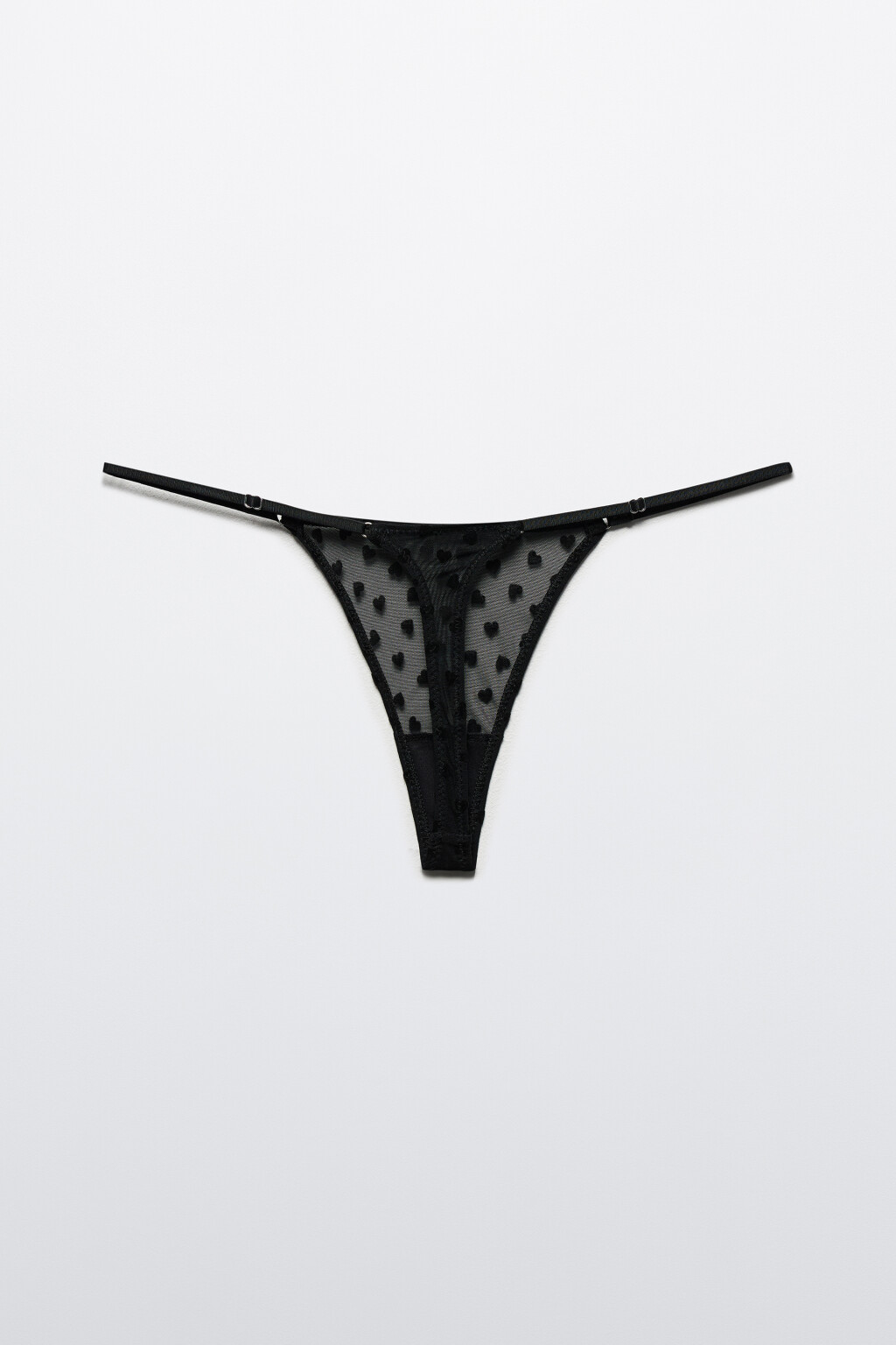 Трусы-стринги сетчатые с сердечками - цвет черный - 8