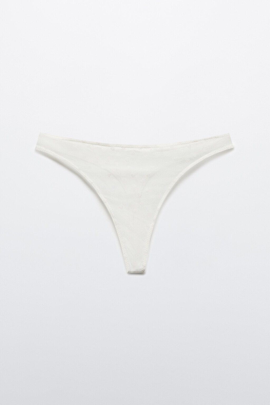 Трусы-стринги сетчатые с сердечками - цвет ванильный - 5