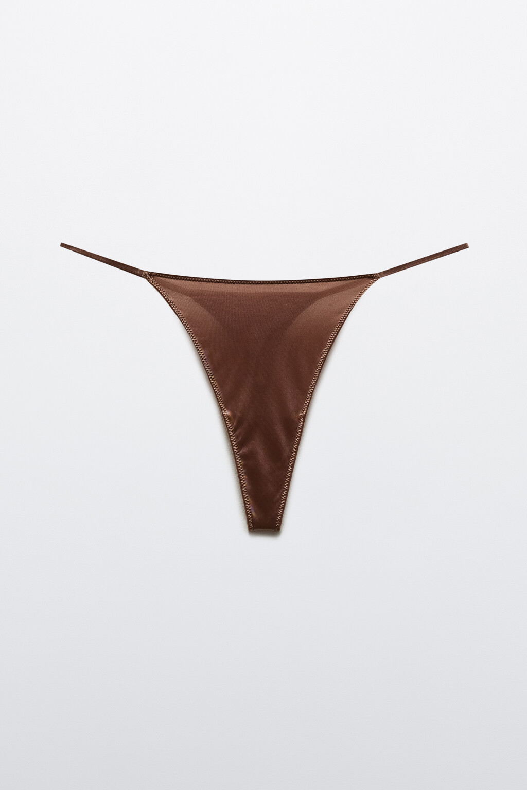 Трусы-стринги атласные - цвет коричневый - 5