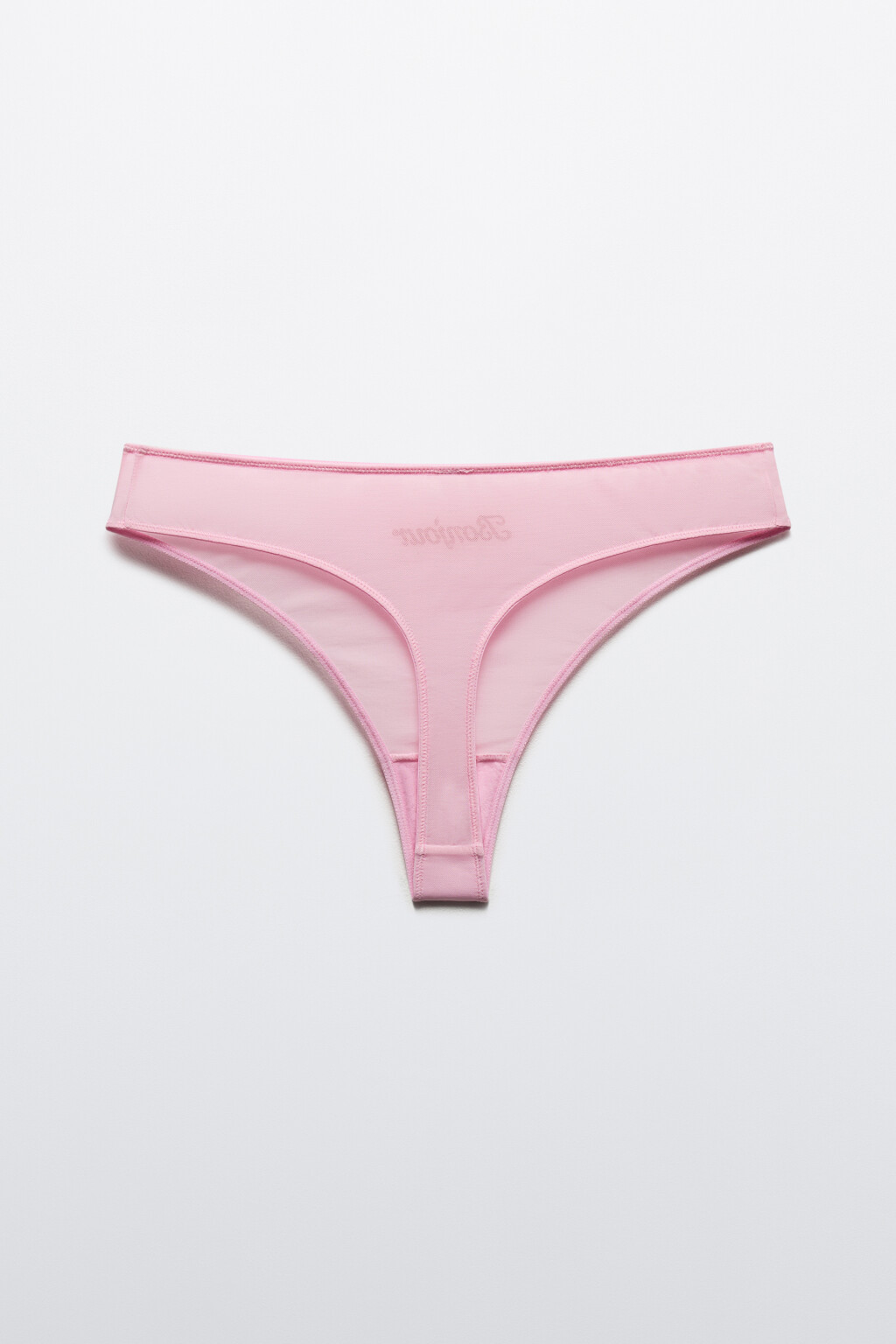 Трусы-стринги из сетки с вышивкой - цвет розовый - 6