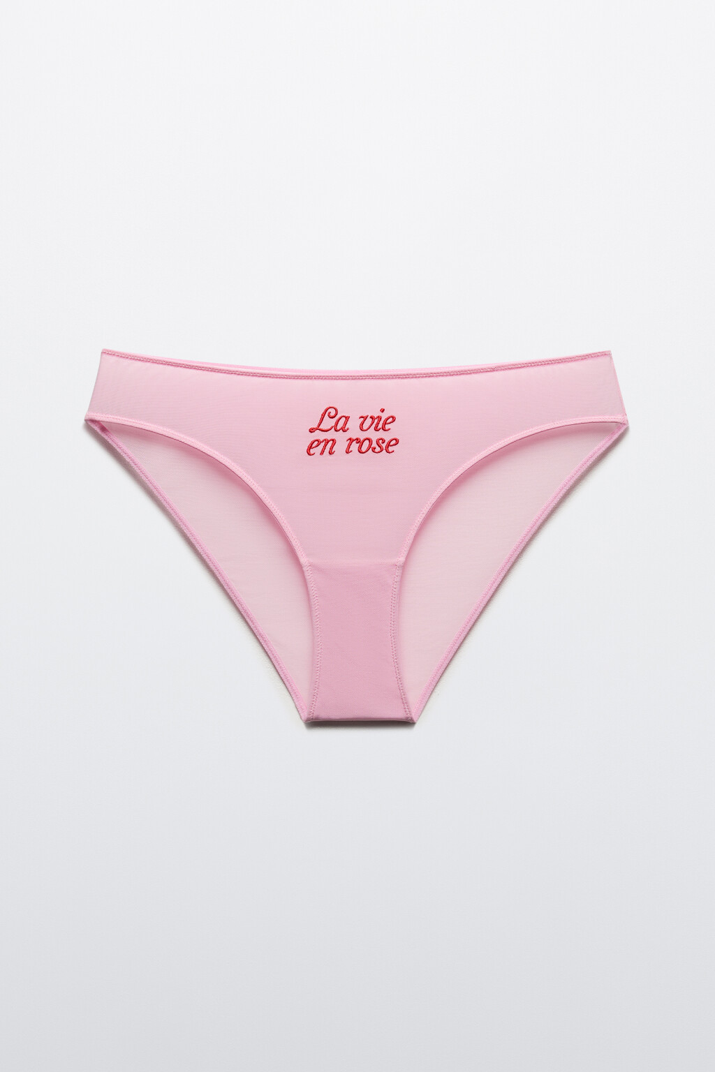 Трусы-слипы из сетки с вышивкой - цвет розовый - 5