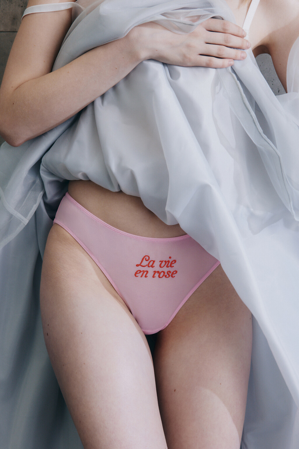 Трусы-слипы из сетки с вышивкой - цвет розовый - 7