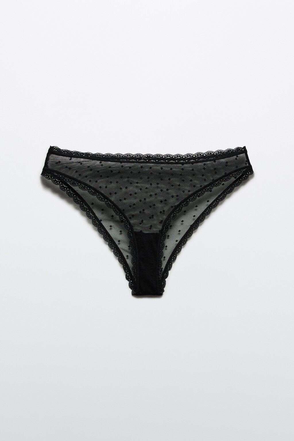 Трусы-слипы из сетки с кружевом - цвет черный - 5