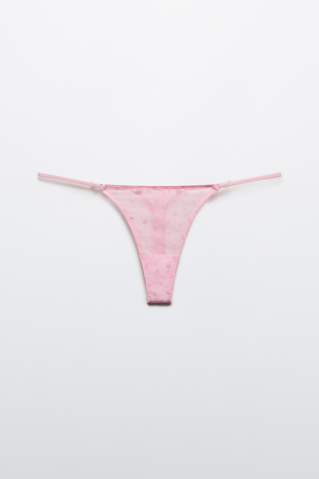 Трусы-стринги из сетки с сердечками - цвет розовый - 5