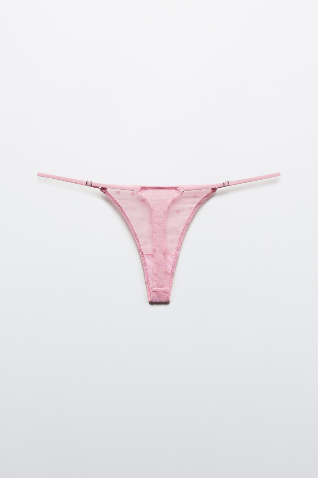 Трусы-стринги из сетки с сердечками - цвет розовый - 6