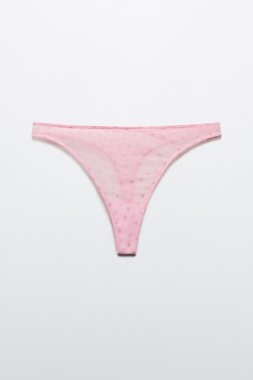 Трусы-стринги из сетки с сердечками - цвет розовый - 5