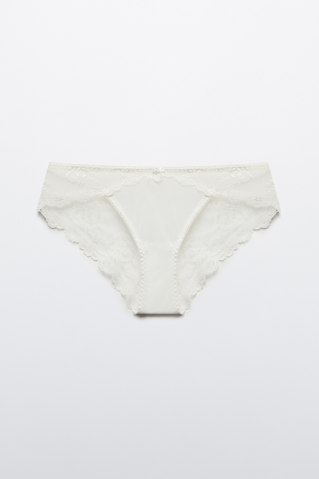 Трусы-слипы из кружева с сеткой - цвет ванильный - 5