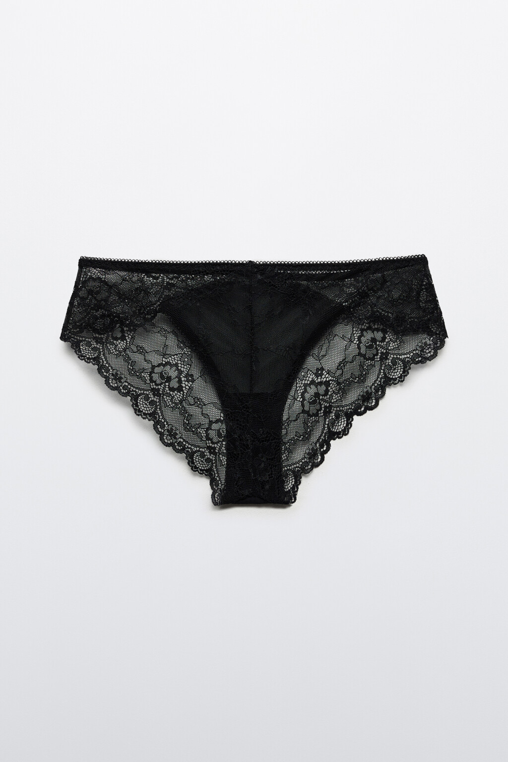 Трусы-слипы из кружева с сеткой - цвет черный - 6