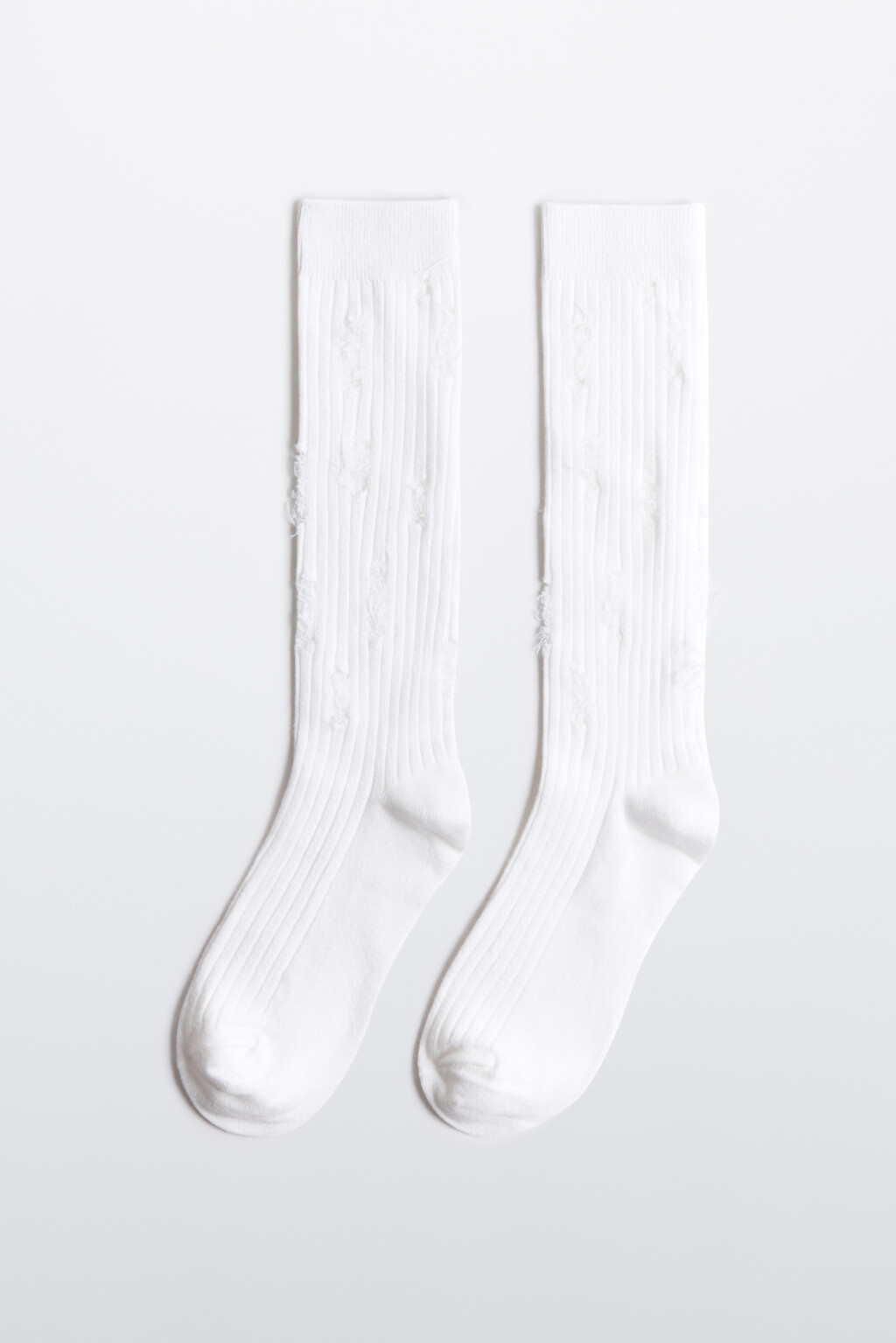 Гольфы хлопковые рваные в рубчик - цвет ванильный - 1