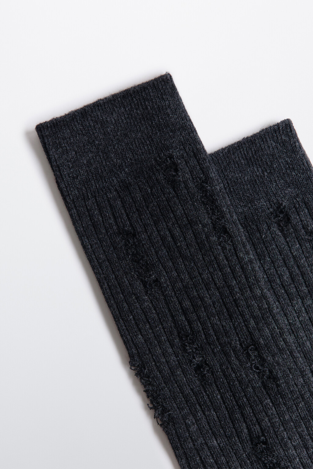 Гольфы хлопковые рваные в рубчик - цвет серый - 3