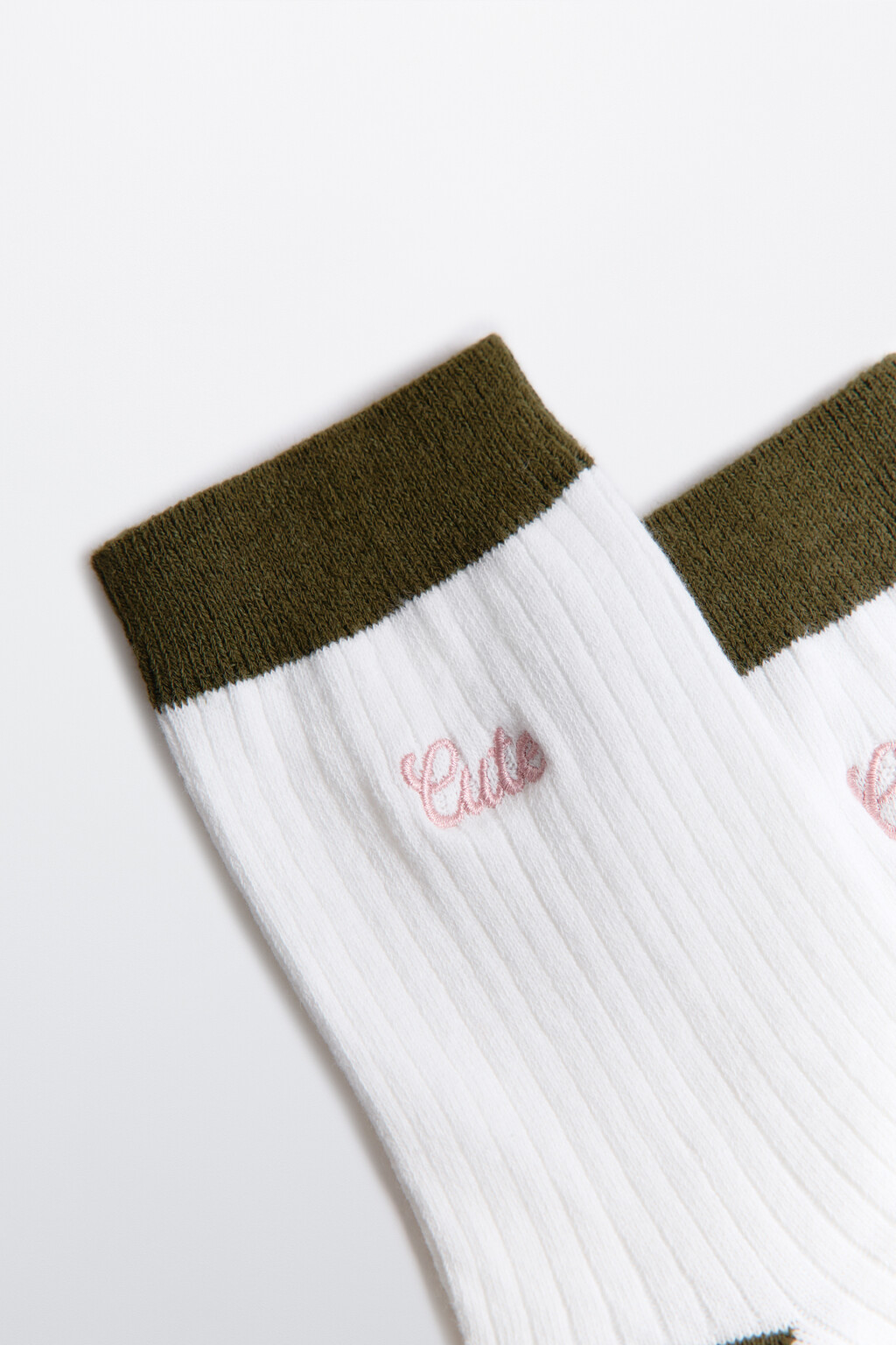 Носки с вышитой надписью - цвет зеленый - 2