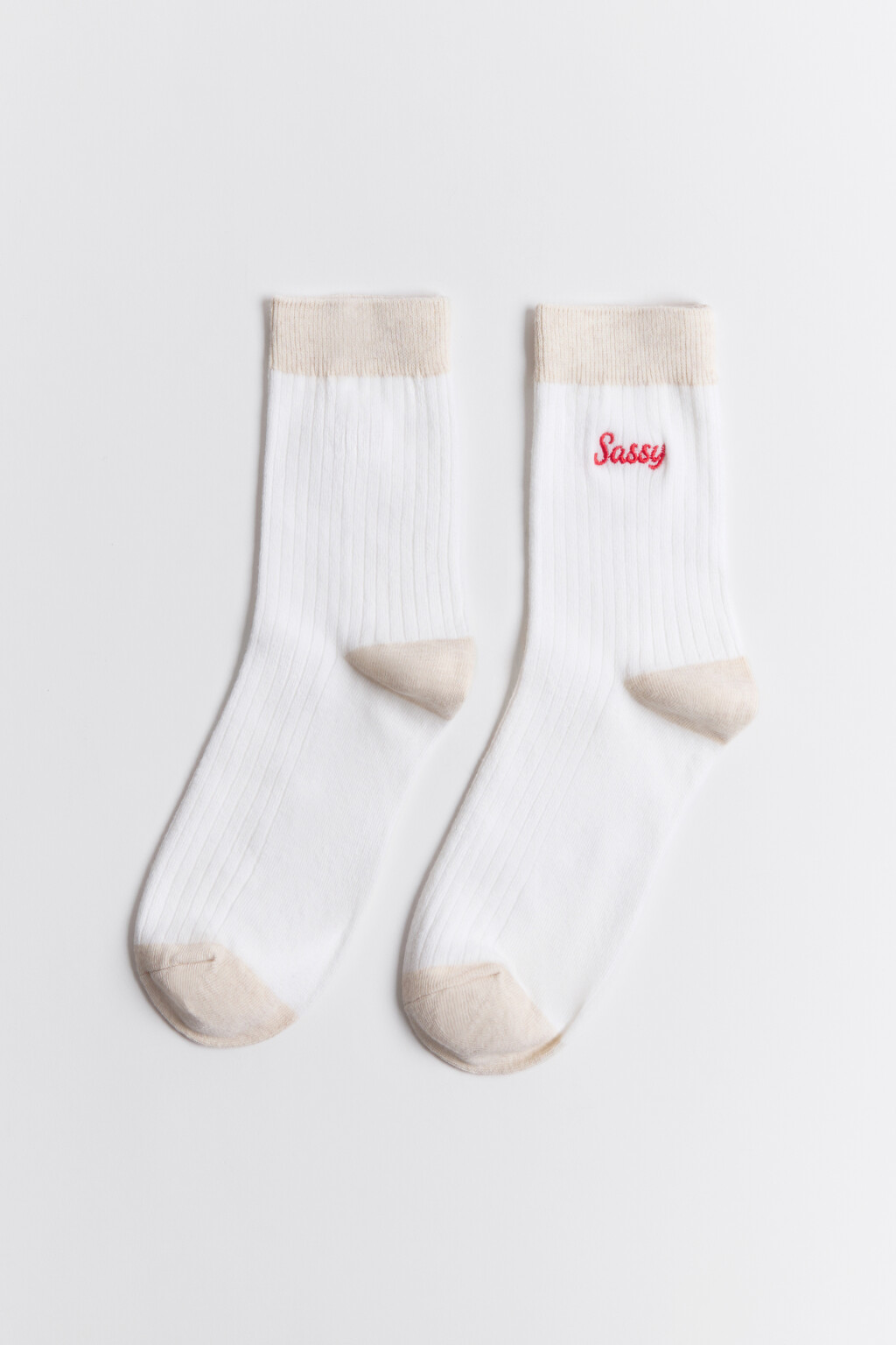 Носки с вышитой надписью - цвет бежевый - 1