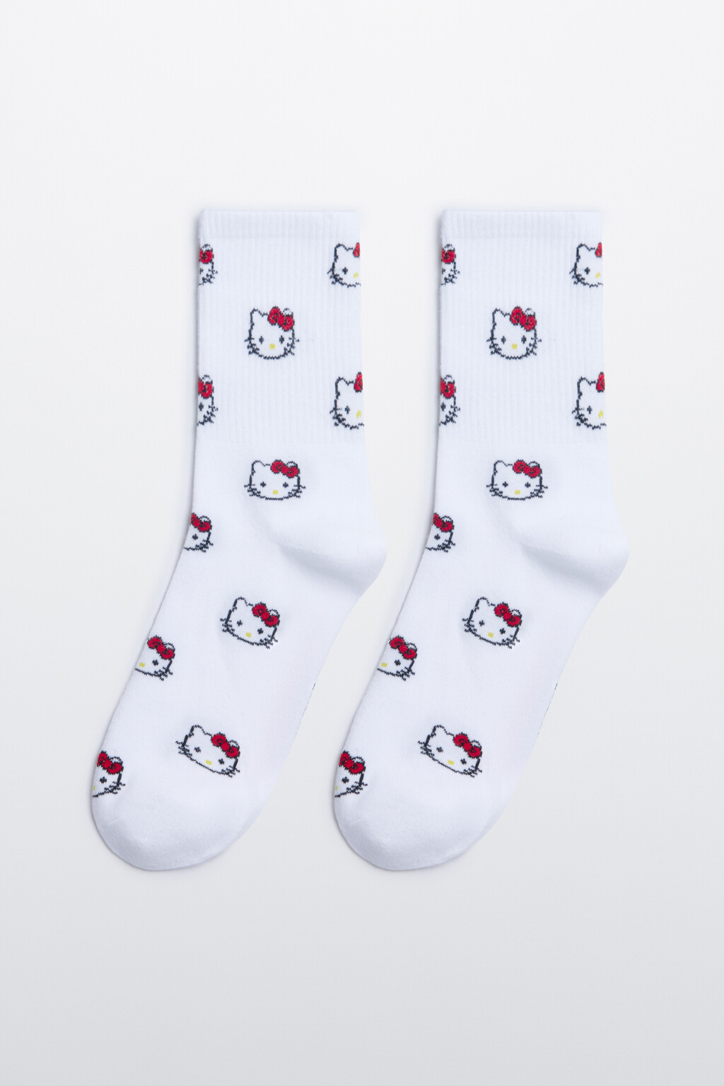 Носки высокие хлопковые с принтом - цвет белый - 2