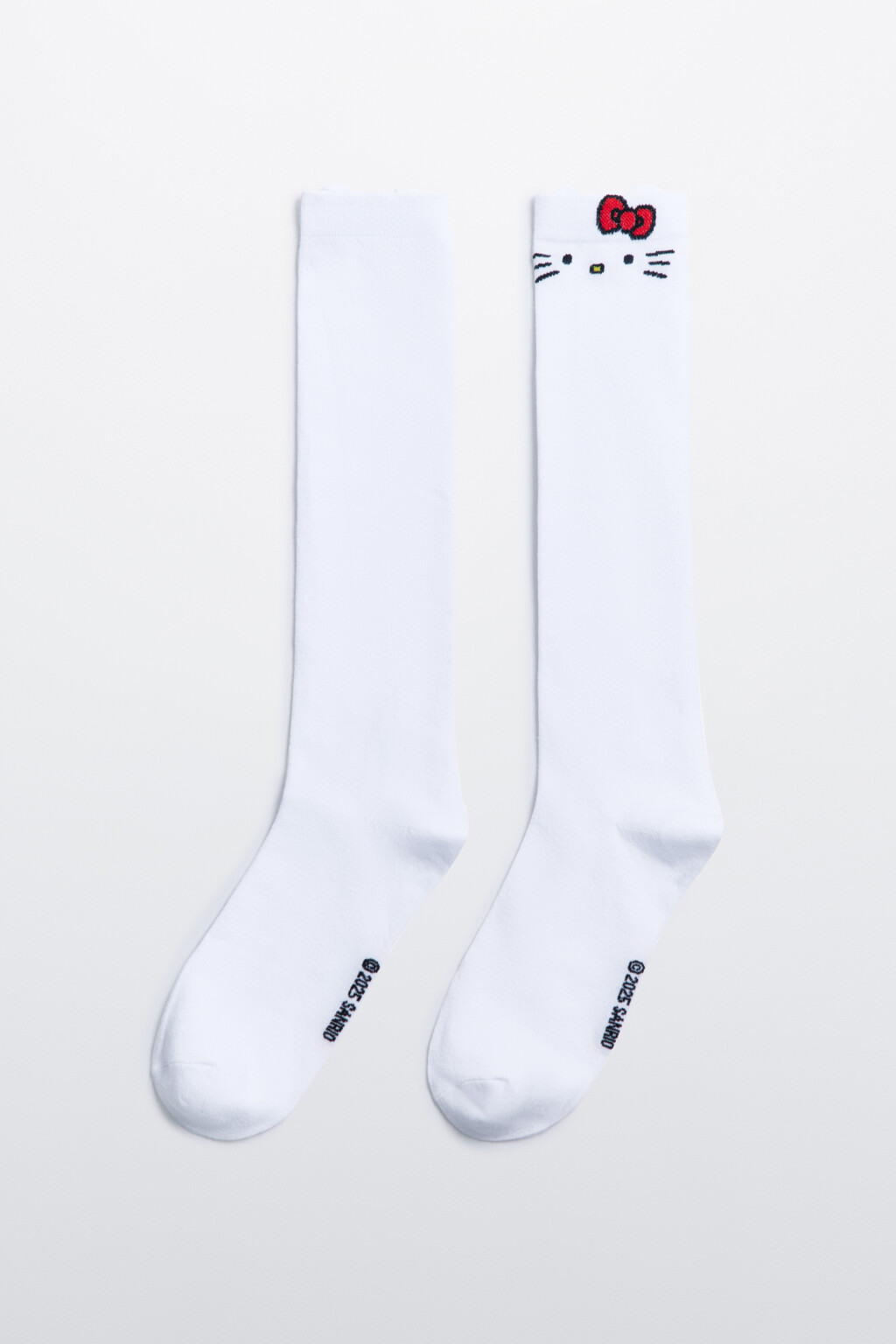 Гольфы хлопковые с принтом и ушками - цвет белый - 2