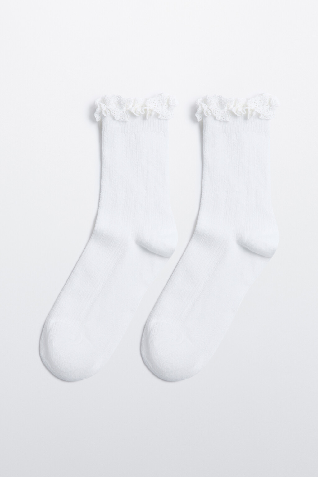 Носки высокие с кружевом - цвет ванильный - 1