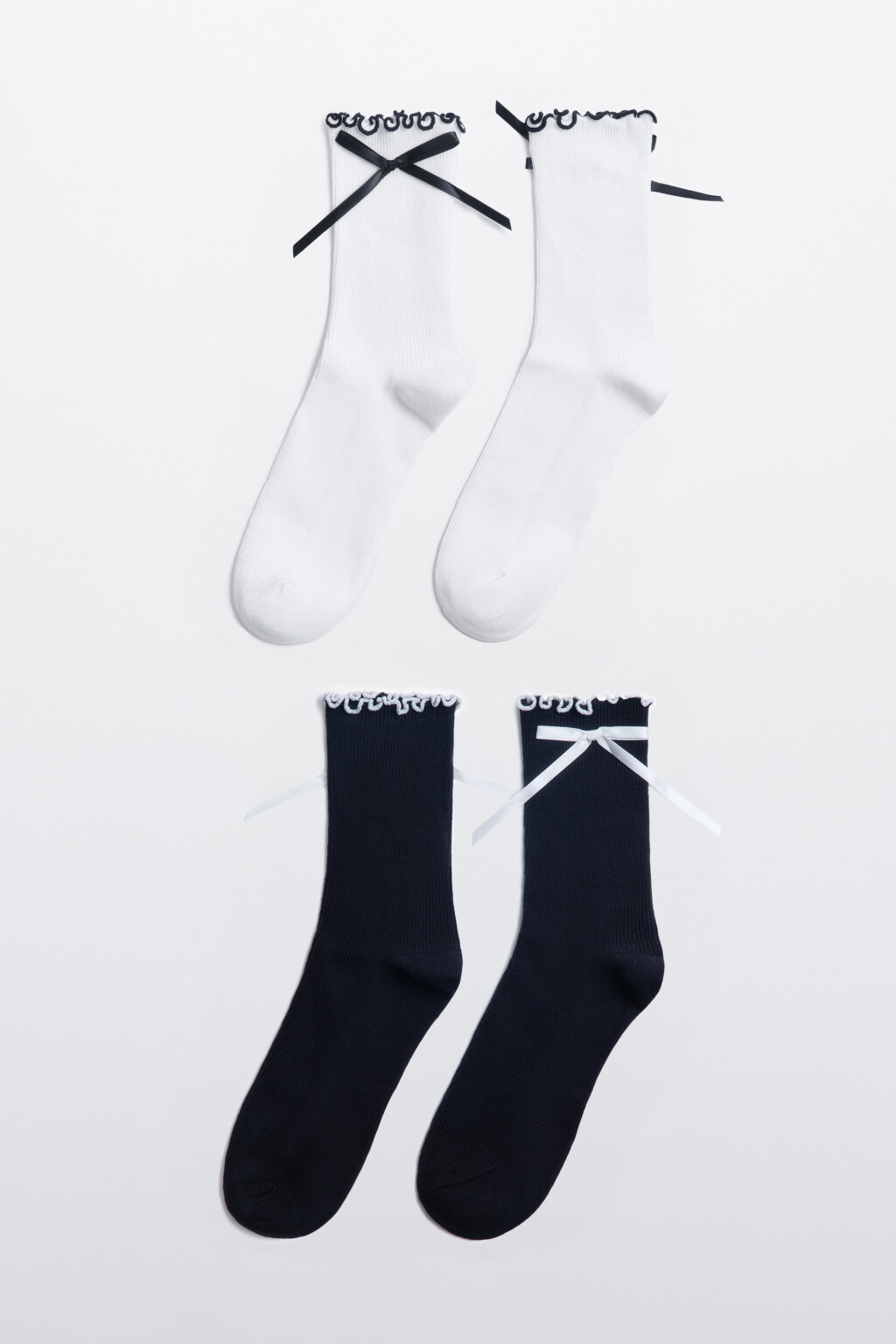 Набор носков с оборками и бантиками (2 пары) - цвет мультиколор - 1