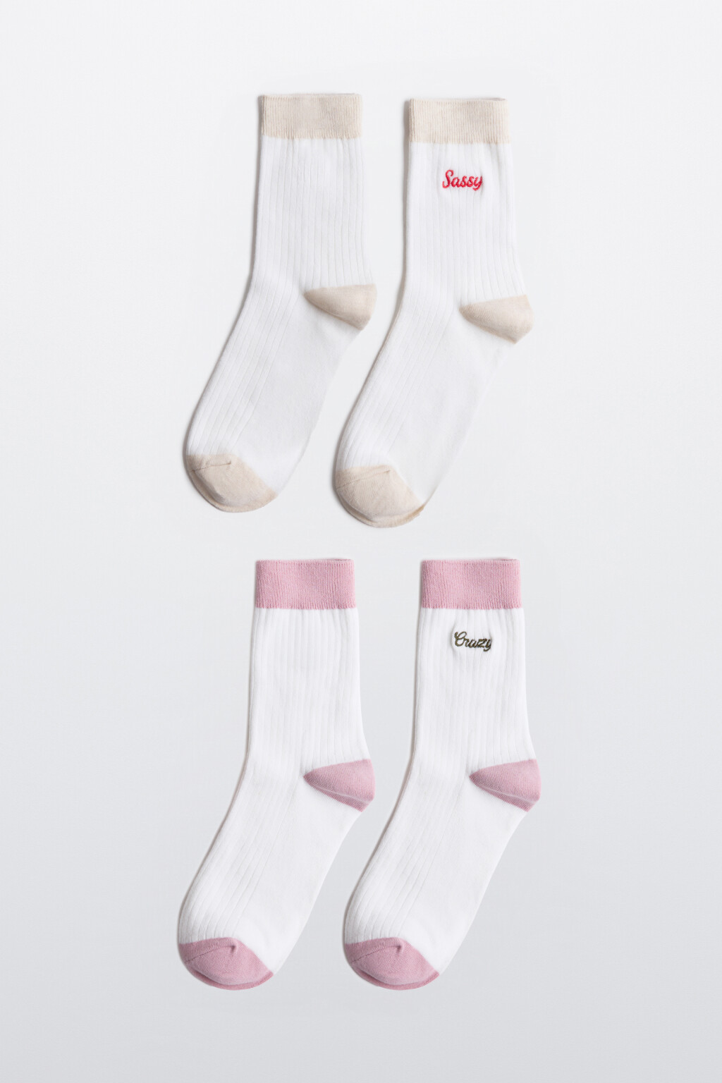 Набор носков с вышивкой (2 пары) - цвет мультиколор - 1