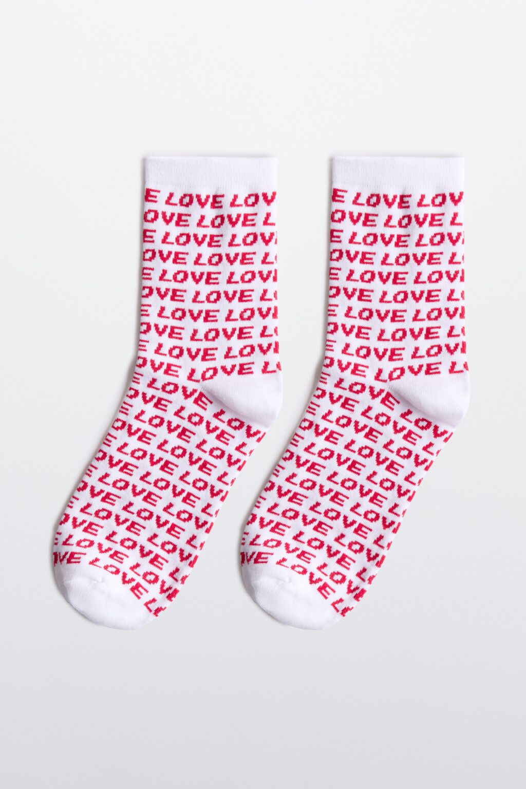Носки с принтом-надписью - цвет красный - 1