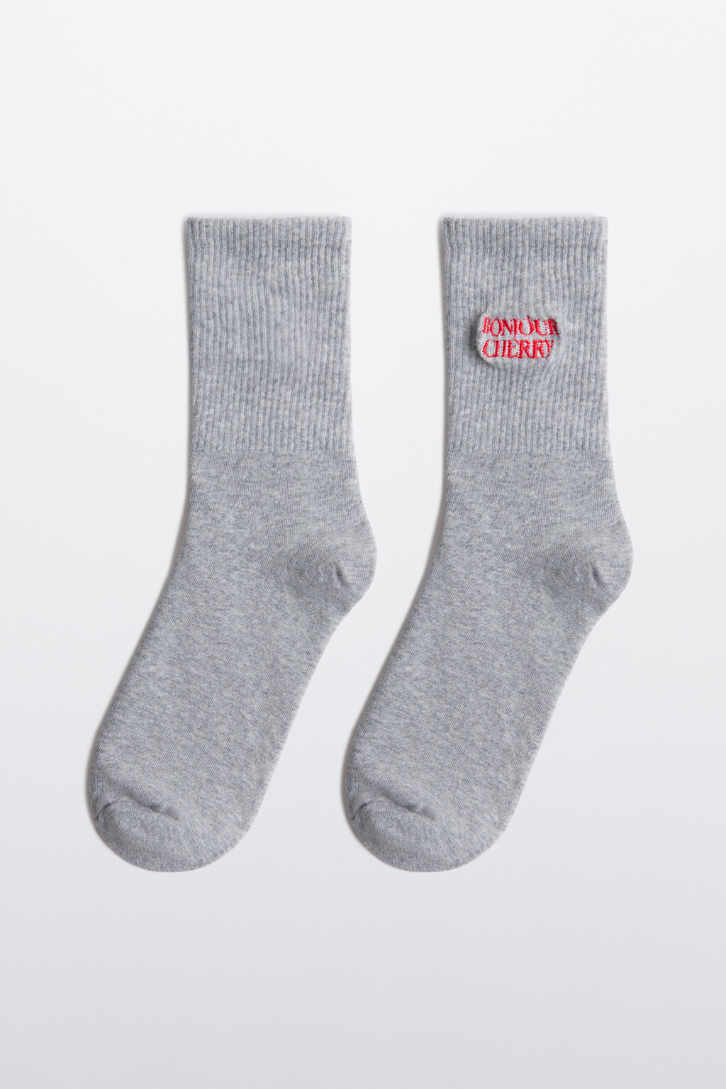 Носки с вышитой надписью - цвет серый - 1