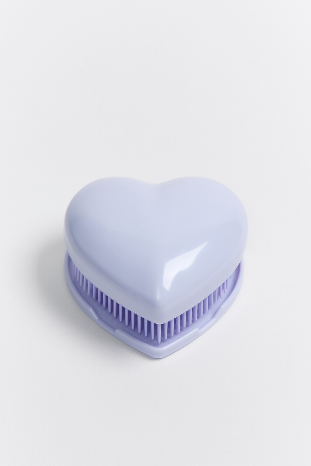 Расческа компактная массажная в виде сердечка - цвет розовый - 1