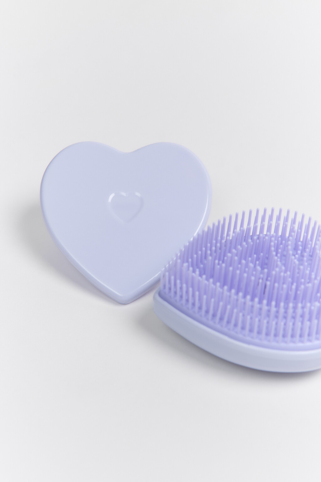 Расческа компактная массажная в виде сердечка - цвет розовый - 2