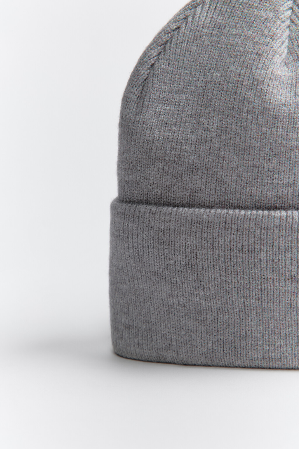 Шапка-бини трикотажная с отворотом - цвет серый - 2
