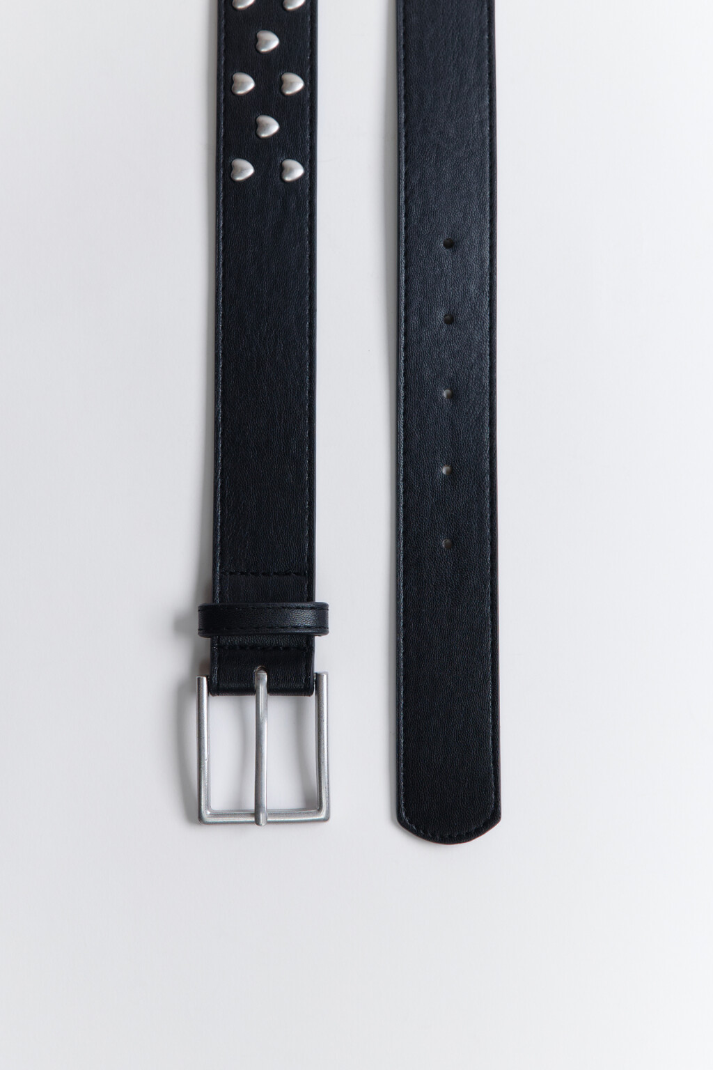 Ремень брючный с люверсами-сердечками - цвет черный - 3