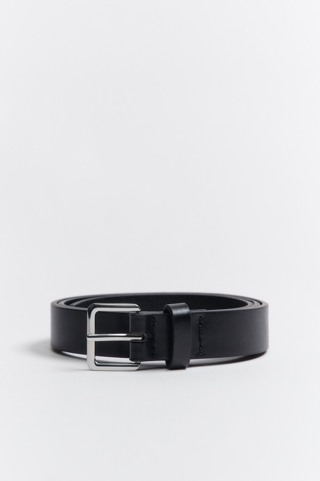 Ремень узкий брючный из искусственной кожи - цвет черный - 1