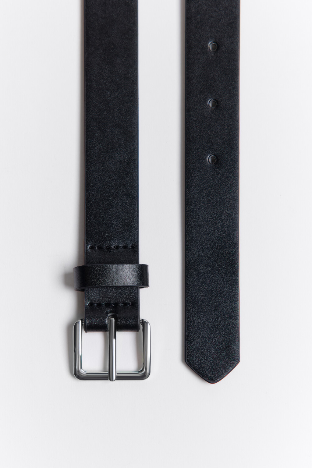 Ремень узкий брючный из искусственной кожи - цвет черный - 2