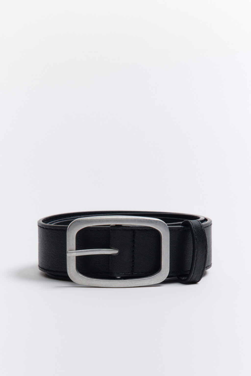 Ремень брючный из гладкой искусственной кожи - цвет черный - 1