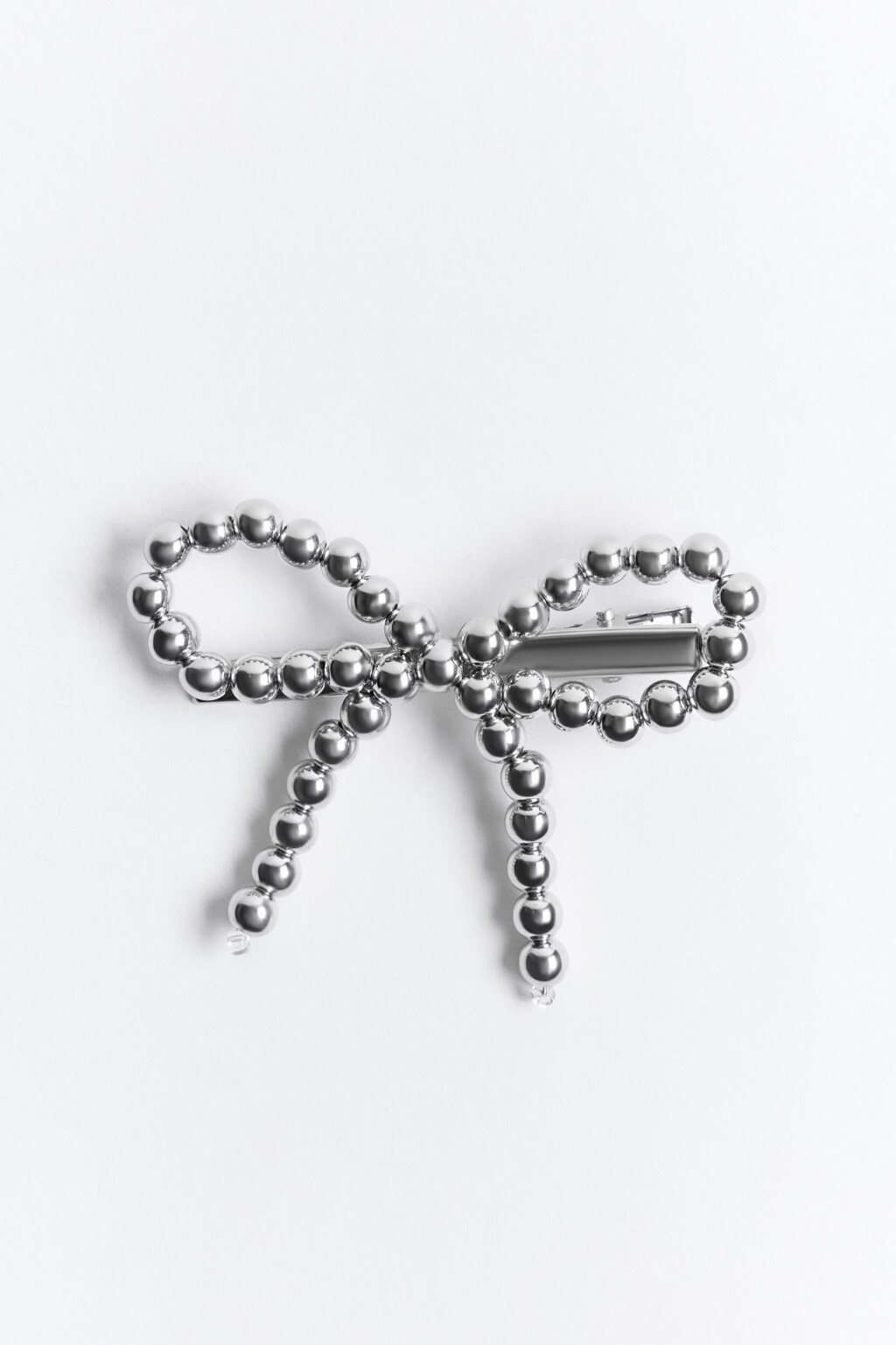 Заколка-зажим с бантом из бусин - цвет серый - 1