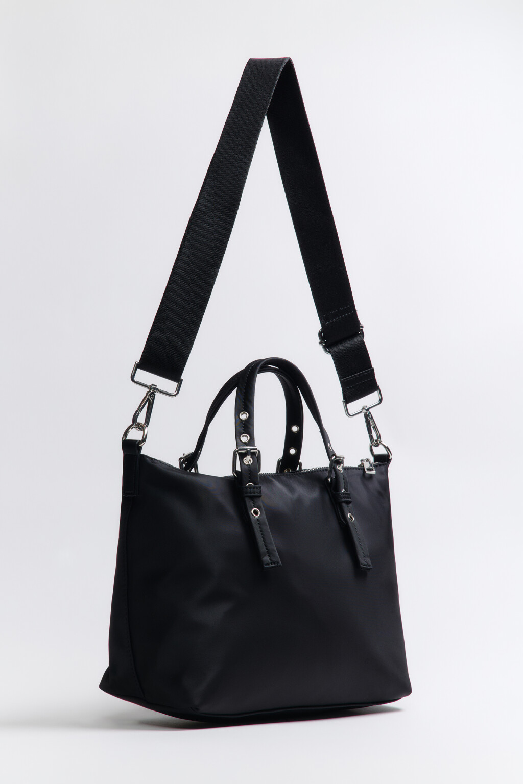 Сумка-тоут текстильная с широким ремешком - цвет черный - 2
