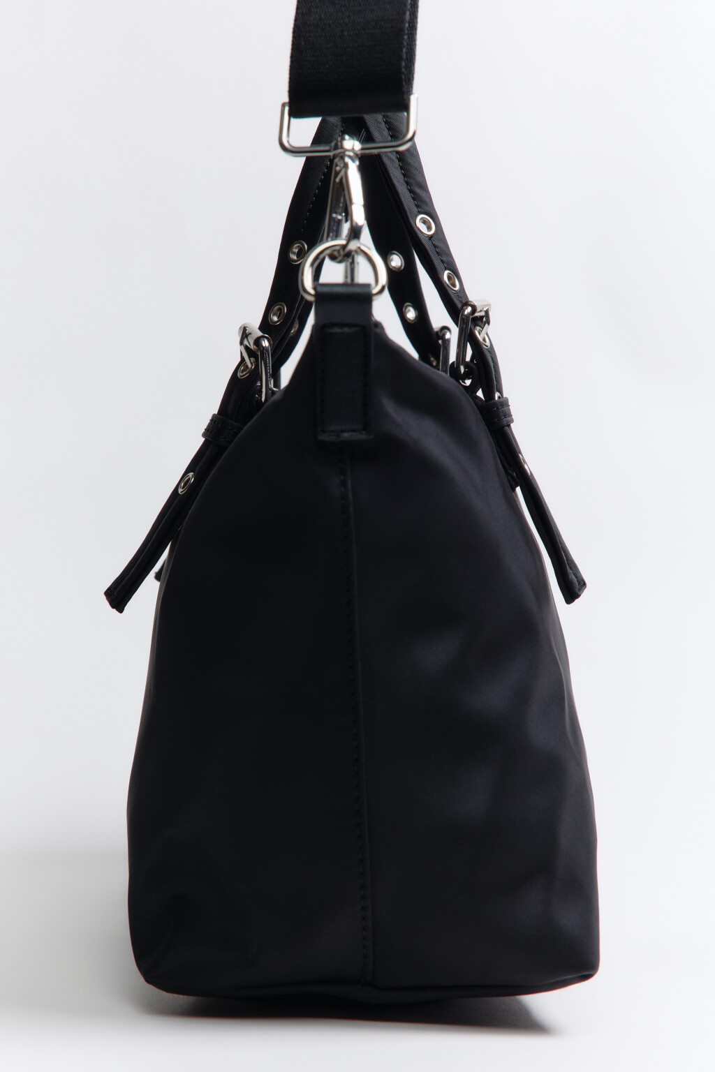 Сумка-тоут текстильная с широким ремешком - цвет черный - 3