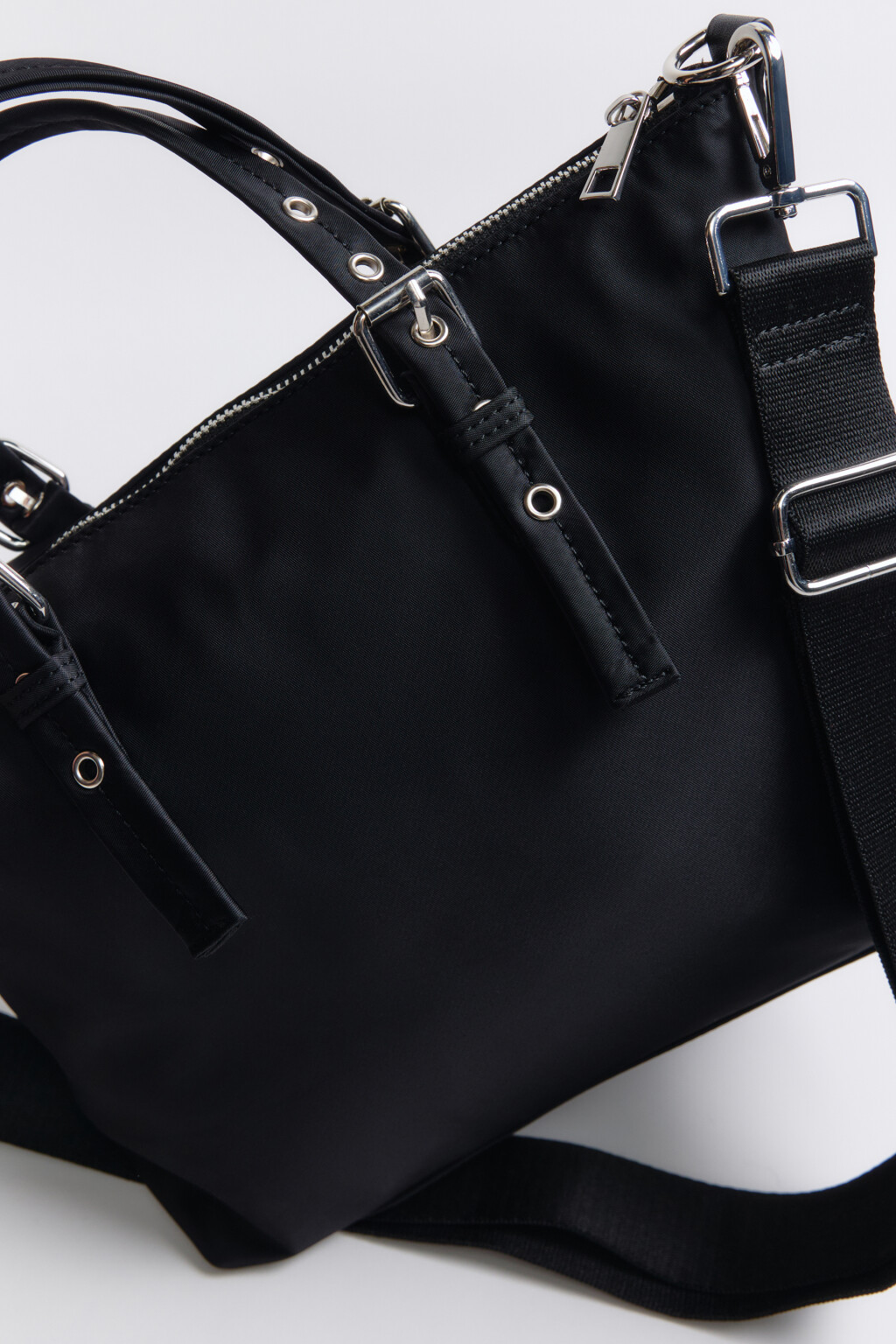 Сумка-тоут текстильная с широким ремешком - цвет черный - 5